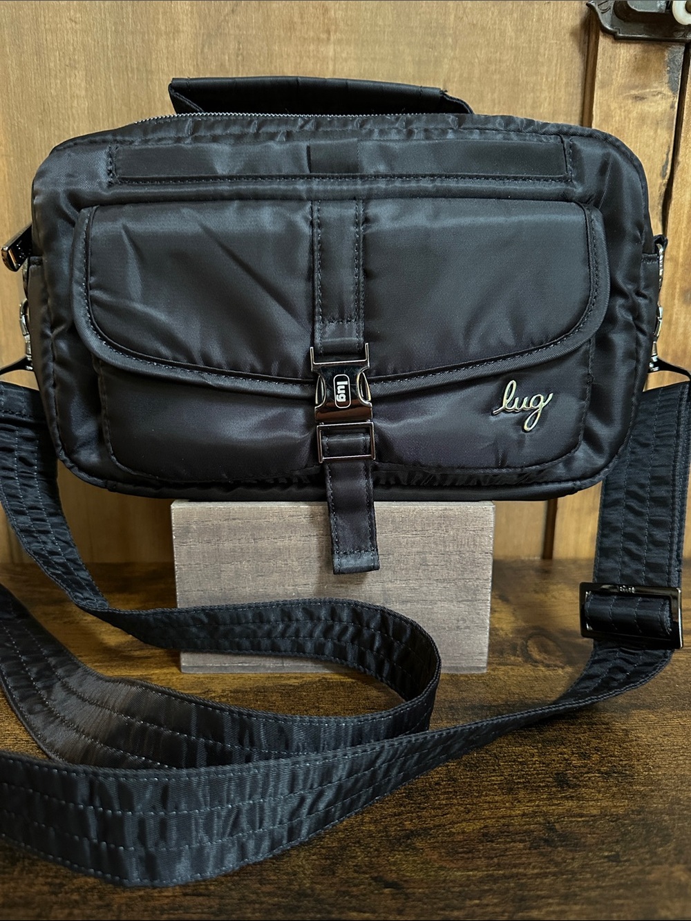 lug Black Nylon Crossbody Bag